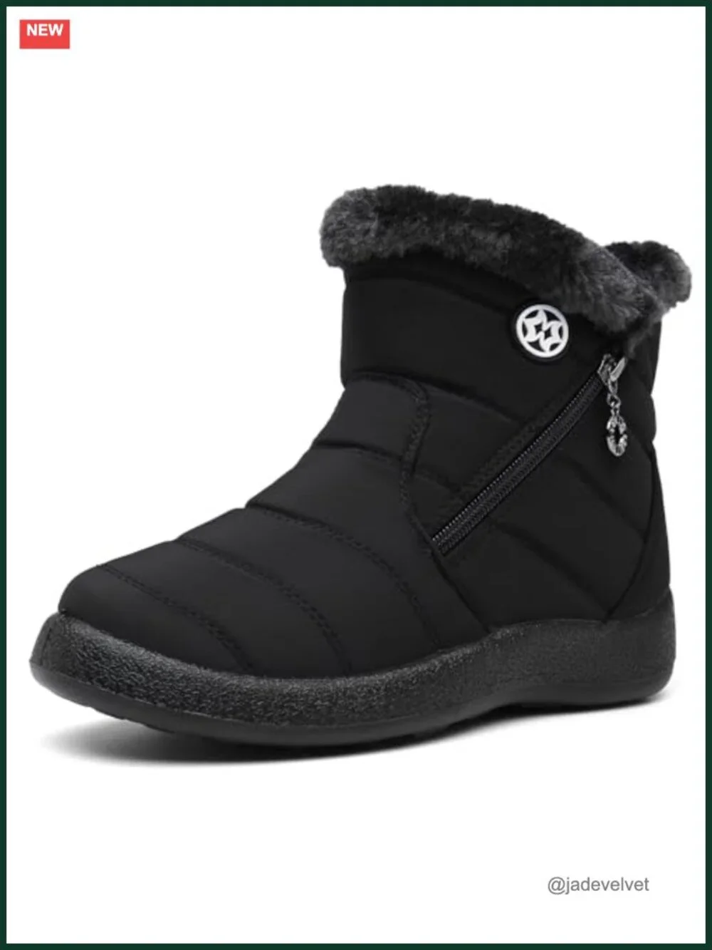 Women's Waterproof Snow Boots with Faux Fur Lining Non-Slip Winter Bootie